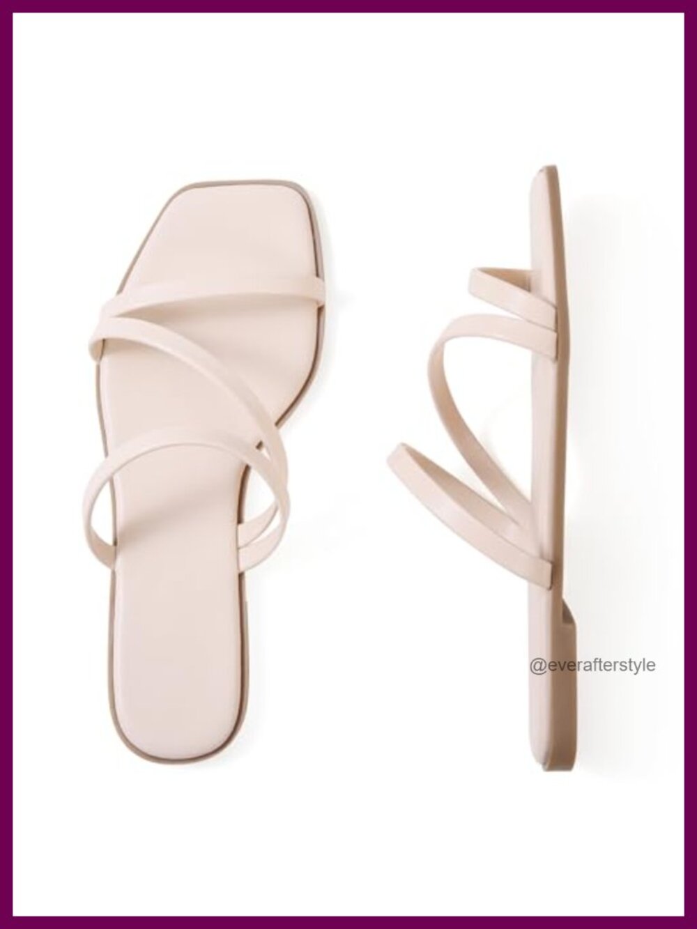 LACUONE Flat Slide Sandals Square Open Toe Slip On Casual Summer